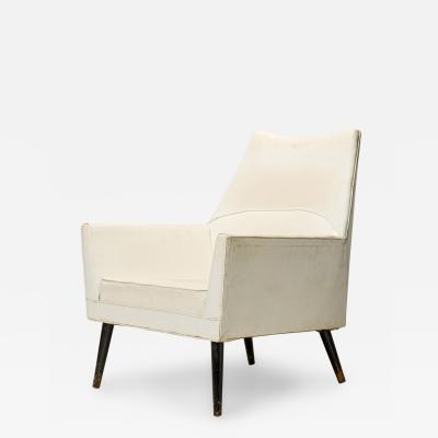 Paul McCobb Paul McCobb for Custom Craft Inc American White Leather Lounge Armchair