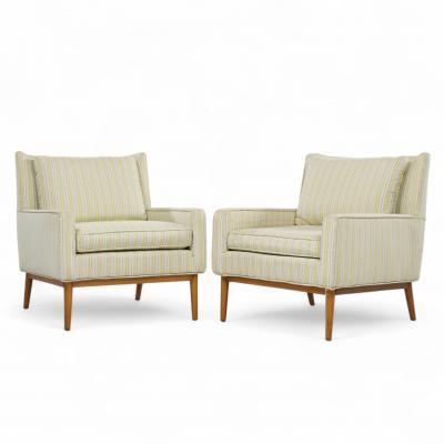 Paul McCobb Paul McCobb for Directional Model 302 Mid Century Walnut Lounge Chairs Pair
