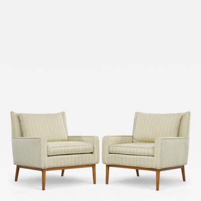 Paul McCobb Paul McCobb for Directional Model 302 Mid Century Walnut Lounge Chairs Pair