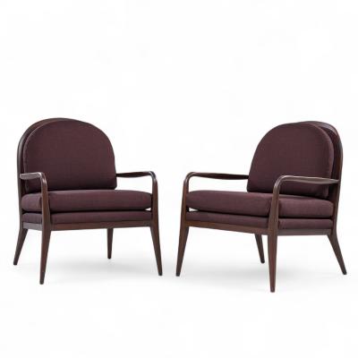 Paul McCobb Paul McCobb for Widdicomb Mid Century Walnut Lounge Chairs Pair