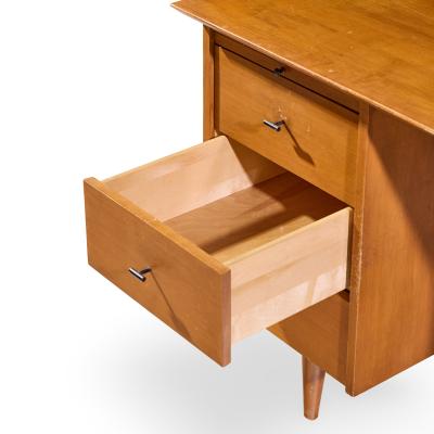 Paul McCobb Paul McCobb for Winchendon Mid Century Maple Double Pedestal Desk with T Pulls