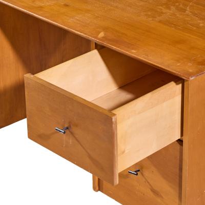 Paul McCobb Paul McCobb for Winchendon Mid Century Maple Double Pedestal Desk with T Pulls