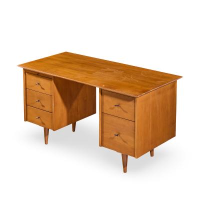 Paul McCobb Paul McCobb for Winchendon Mid Century Maple Double Pedestal Desk with T Pulls