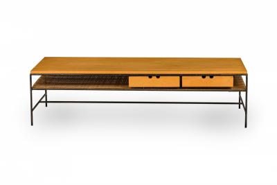 Paul McCobb Paul McCobb for Winchendon Planner Blond Wood and Iron Two Drawer Coffee Table