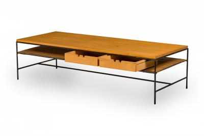 Paul McCobb Paul McCobb for Winchendon Planner Blond Wood and Iron Two Drawer Coffee Table