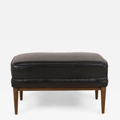 Paul McCobb Paul Mccobb For Directional Rectangular Black Vinyl And Walnut Ottoman