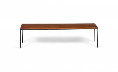Paul McCobb Paul Mccobb Tobacco Brown Maple And Wrought Iron Cocktail Coffee Table