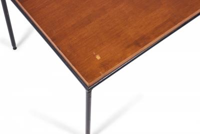 Paul McCobb Paul Mccobb Tobacco Brown Maple And Wrought Iron Cocktail Coffee Table