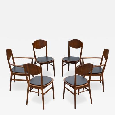 Paul McCobb Rare Set of Six Paul McCobb for Lane Delineator Walnut Black Dining Chairs