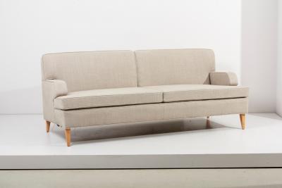 Paul McCobb Rare new upholstered Paul McCobb Sofa and Lounge Chair Set 1950s