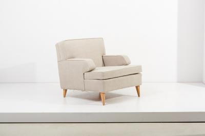 Paul McCobb Rare new upholstered Paul McCobb Sofa and Lounge Chair Set 1950s