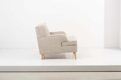 Paul McCobb Rare new upholstered Paul McCobb Sofa and Lounge Chair Set 1950s