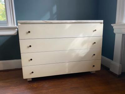 Paul McCobb STYLISH WHITE MARBLE TOP CHEST BY PAUL MCCOBB