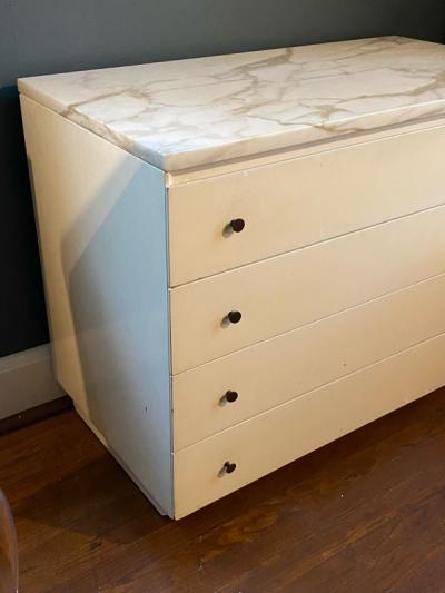 Paul McCobb STYLISH WHITE MARBLE TOP CHEST BY PAUL MCCOBB