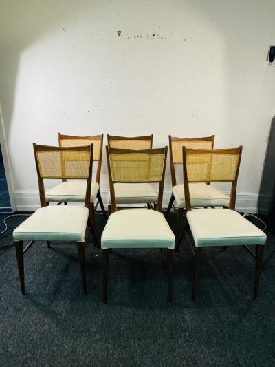 Paul McCobb SUITE OF SIX MID CENTURY MODERN CANE AND WOOD DINING CHAIRS BY PAUL McCOBB