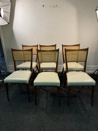 Paul McCobb SUITE OF SIX MID CENTURY MODERN CANE AND WOOD DINING CHAIRS BY PAUL McCOBB