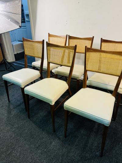 Paul McCobb SUITE OF SIX MID CENTURY MODERN CANE AND WOOD DINING CHAIRS BY PAUL McCOBB
