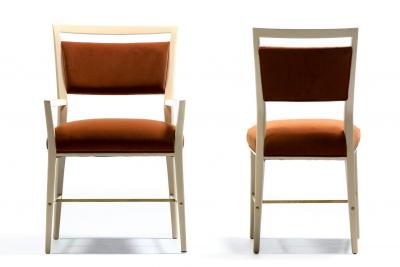Paul McCobb Set of 20 Paul McCobb Mahogany Dining Chairs in Ivory with New Velvet Upholstery