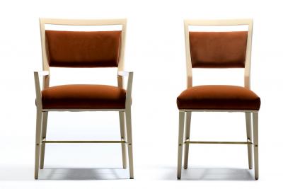 Paul McCobb Set of 20 Paul McCobb Mahogany Dining Chairs in Ivory with New Velvet Upholstery