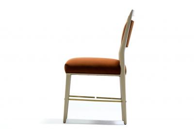 Paul McCobb Set of 20 Paul McCobb Mahogany Dining Chairs in Ivory with New Velvet Upholstery