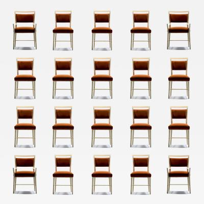 Paul McCobb Set of 20 Paul McCobb Mahogany Dining Chairs in Ivory with New Velvet Upholstery