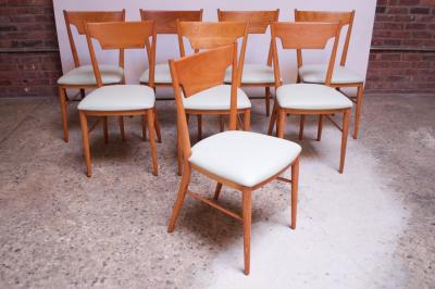 Paul McCobb Set of Eight Stained Maple Dining Chairs by Paul McCobb for Perimeter