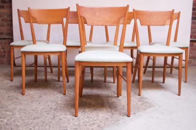 Paul McCobb Set of Eight Stained Maple Dining Chairs by Paul McCobb for Perimeter