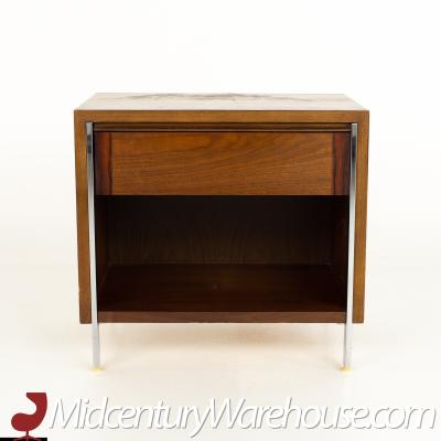 Paul McCobb Style Lane Mid Century Chrome and Walnut Nightstand