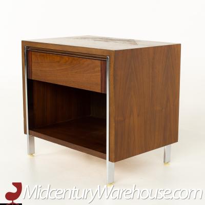 Paul McCobb Style Lane Mid Century Chrome and Walnut Nightstand