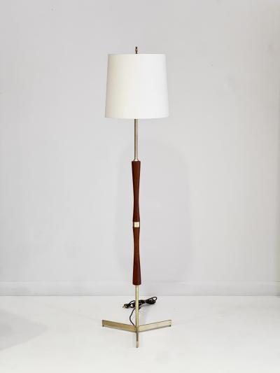 Paul McCobb VINTAGE BRASS AND WALNUT FLOOR LAMP
