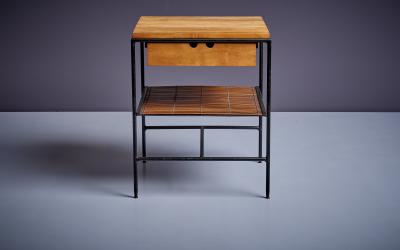 Paul McCobb Wrought Iron Maple Bamboo Paul McCobb Night Stand Side Table Planner Group
