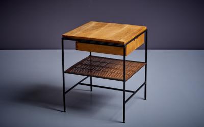 Paul McCobb Wrought Iron Maple Bamboo Paul McCobb Night Stand Side Table Planner Group