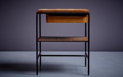 Paul McCobb Wrought Iron Maple Bamboo Paul McCobb Night Stand Side Table Planner Group