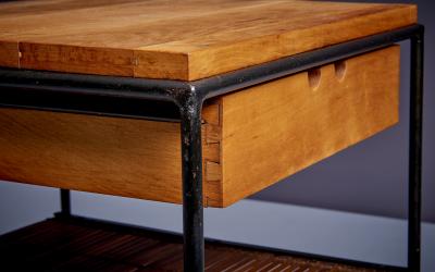 Paul McCobb Wrought Iron Maple Bamboo Paul McCobb Night Stand Side Table Planner Group