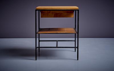 Paul McCobb Wrought Iron Maple Bamboo Paul McCobb Night Stand Side Table Planner Group