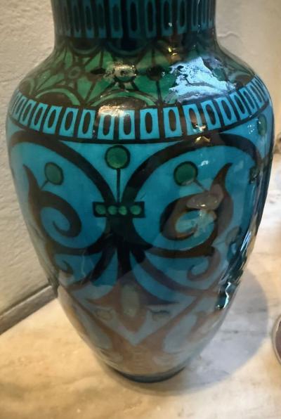 Paul Milet Paul Milet for S vres Lidded Amphora Vase Decorated by L Bourgeot France