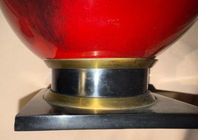 Paul Milet S vres Ceramic Vase with Patinated Metal Mounts by Paul Milet France 1920s