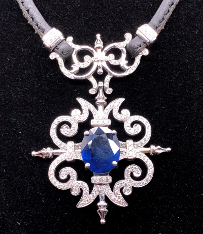 Paul Morelli Paul Morelli Garden Gate Sapphire on Leather Necklace in White Gold