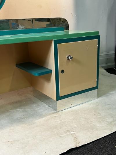 Paul Poiret EXTRAORDINARY RARE MODERNIST ART DECO VANITY WITH STOOL