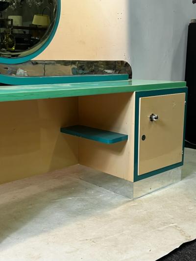 Paul Poiret EXTRAORDINARY RARE MODERNIST ART DECO VANITY WITH STOOL