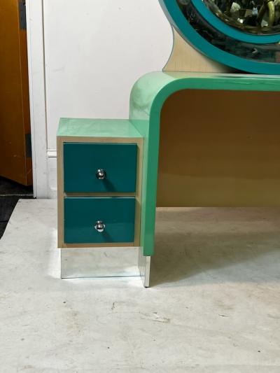 Paul Poiret EXTRAORDINARY RARE MODERNIST ART DECO VANITY WITH STOOL