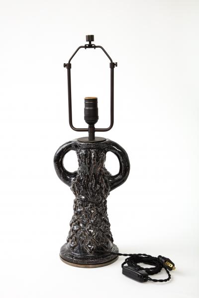 Paul Pouchol Glazed Ceramic Table Lamp in the Shape of a Woman by Paul Pouchol