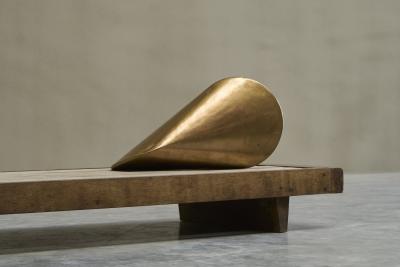 Paul Schatz Large Geometrical Sculpture in Sand Cast Brass