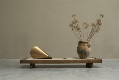 Paul Schatz Large Geometrical Sculpture in Sand Cast Brass