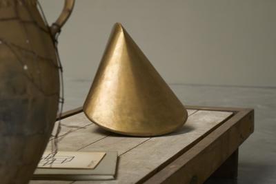 Paul Schatz Large Geometrical Sculpture in Sand Cast Brass