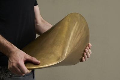Paul Schatz Large Geometrical Sculpture in Sand Cast Brass