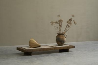 Paul Schatz Large Geometrical Sculpture in Sand Cast Brass