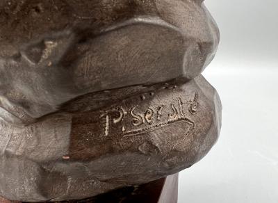 Paul Serst Head of a Berber man terracotta sculpture Paul Serst Belgium circa 1940