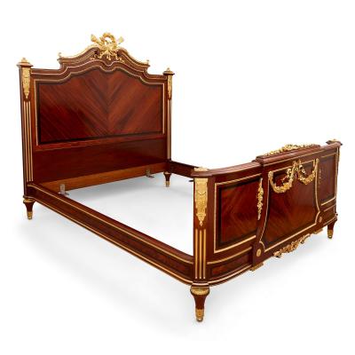 Paul Sormani Antique French gilt bronze and mahogany bed by Paul Sormani