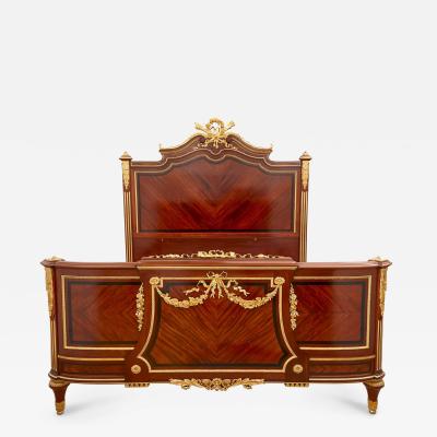 Paul Sormani Antique French gilt bronze and mahogany bed by Paul Sormani
